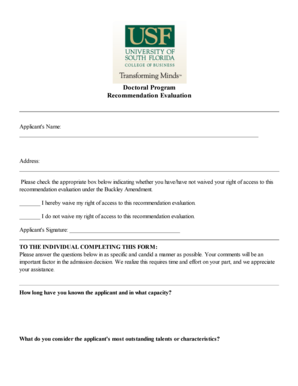 Doctoral Program Recommendation Evaluation