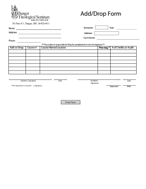 Add/Drop Course Form
