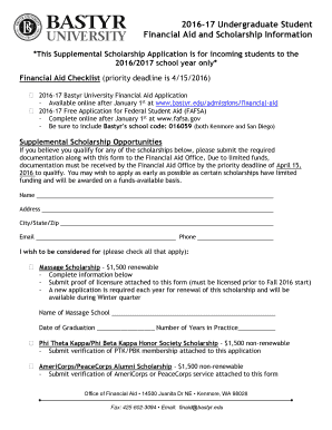 2016-17 Undergraduate Financial Aid and Scholarship Application