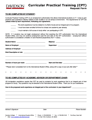 Curricular Practical Training Request Form