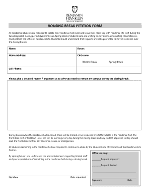 Housing Break Petition Form