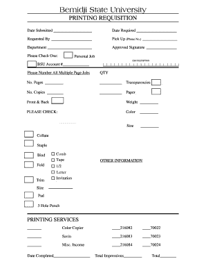 Bemidji State University Printing Requisition
