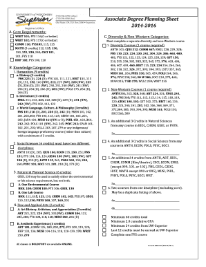 Associate Degree Planning Sheet