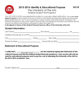 2015-2016 FAFSA Verification Form