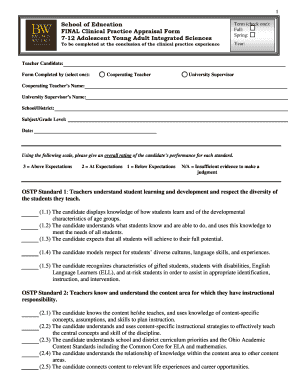 Clinical Practice Appraisal Form