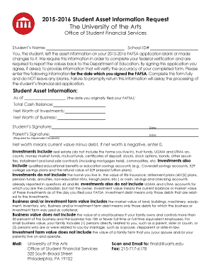 2015-2016 Student Asset Information Request