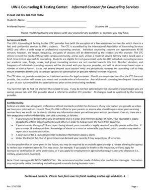 Informed Consent for Counseling Services