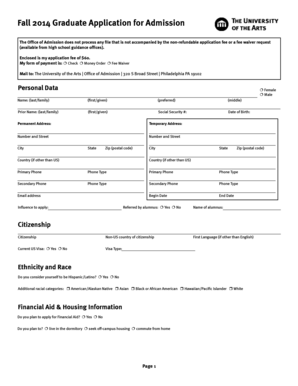 Fall 2014 Graduate Application for Admission
