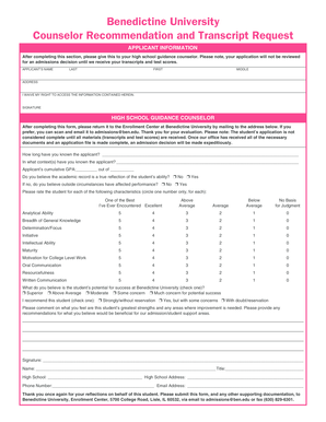 Counselor Recommendation and Transcript Request