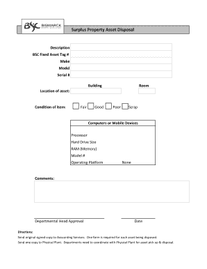 Surplus Property Asset Disposal Form