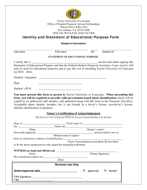 Identity and Statement of Educational Purpose Form