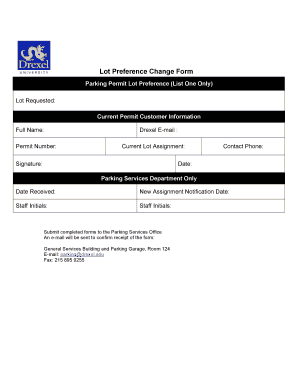 Lot Preference Change Form