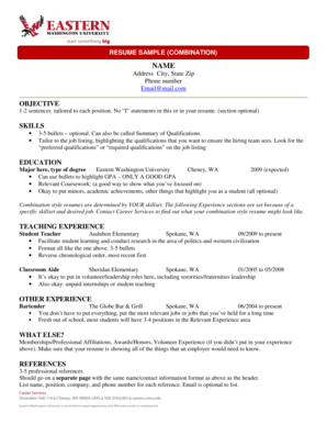 Sample of a combination resume - Combined Style Resume sampledoc - ewu