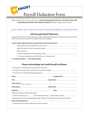 Payroll Deduction Form for Emory University
