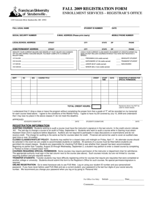 Fall 2009 Registration Form