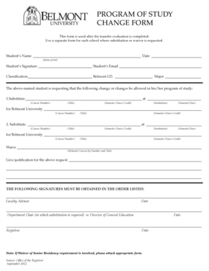 Program of Study Change Form