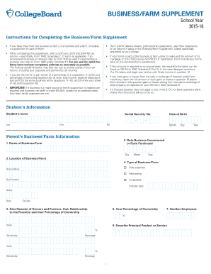 Business Farm Supplement Form