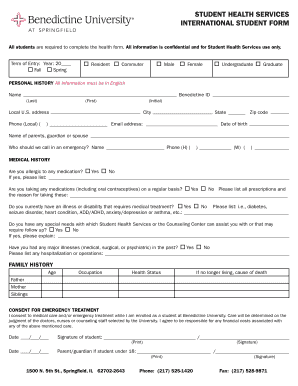 International Student Health Form
