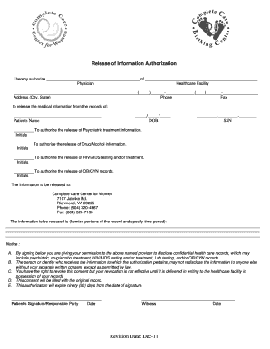 Release of Information Authorization