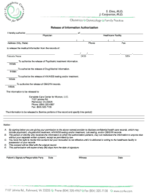 Release of Information Authorization