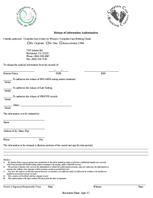 Release of Information Authorization