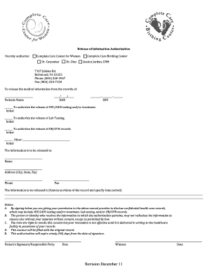 Release of Information Authorization