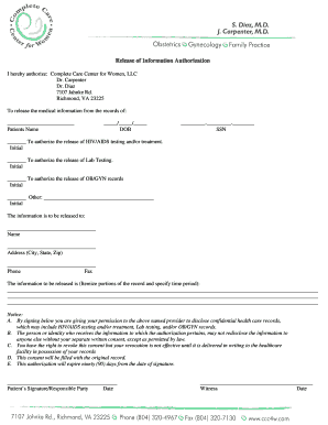 Release of Information Authorization