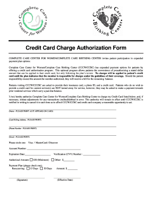 Credit Card Charge Authorization Form