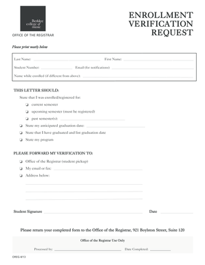 Student Enrollment Verification Form