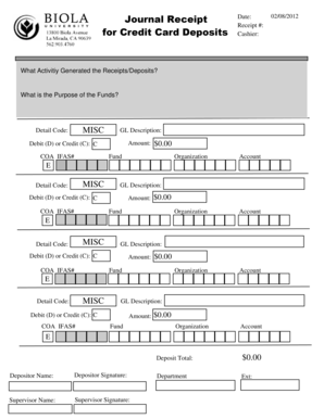 Cash Deposit Receipt