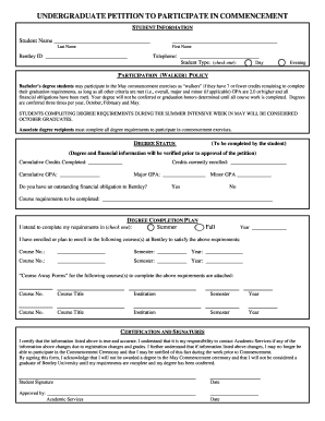 Undergraduate Commencement Participation Petition