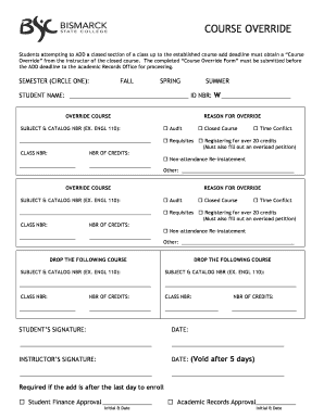Course Override Form
