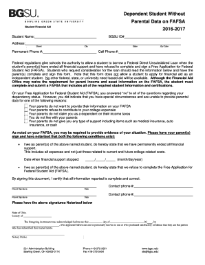 Dependent Student Without Parental Data on FAFSA