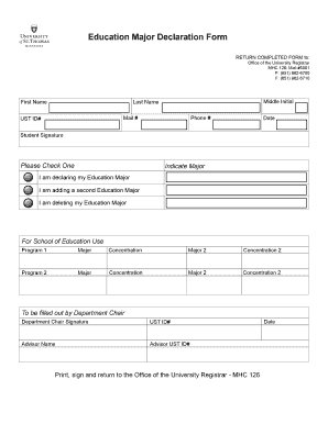 Education Major Declaration Form