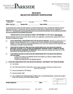 Selective Service Verification Form