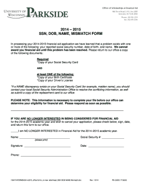 2014-2015 SSN DOB Name Mismatch Form