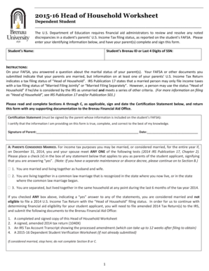 Head of Household Worksheet