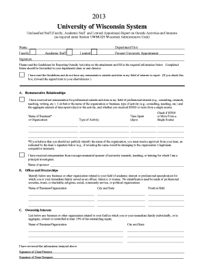 University of Wisconsin Outside Activities Report