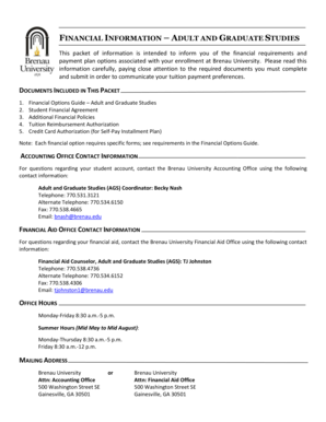 Brenau University Student Financial Agreement