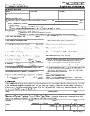 USCIS Form I-765 Application for Employment Authorization