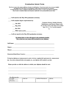 Graduation Intent Form