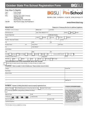 Ohio State Fire School Registration Form