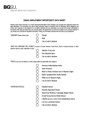 EEO Data Sheet