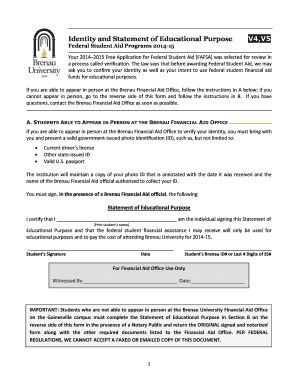 Identity and Statement of Educational Purpose Form