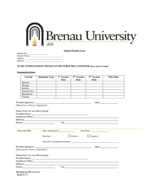 Student Health Form