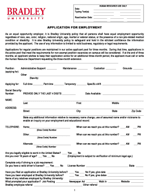 Bradley University Employment Application