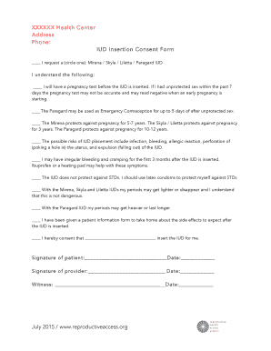 IUD Insertion Consent Form