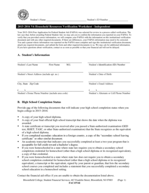 2015-2016 Household Resources Verification Worksheet