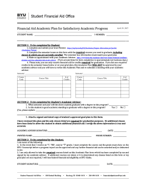 Financial Aid Academic Plan for Satisfactory Academic Progress