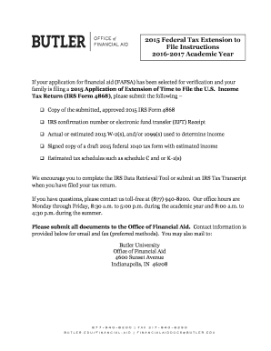 2015 IRS Form 4868 Extension Request